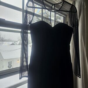 BCBGeneration Black Long Sleeve Dress with Mesh Detail